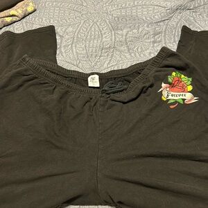 2X black elastic waist sweat pants run large more like a 3x